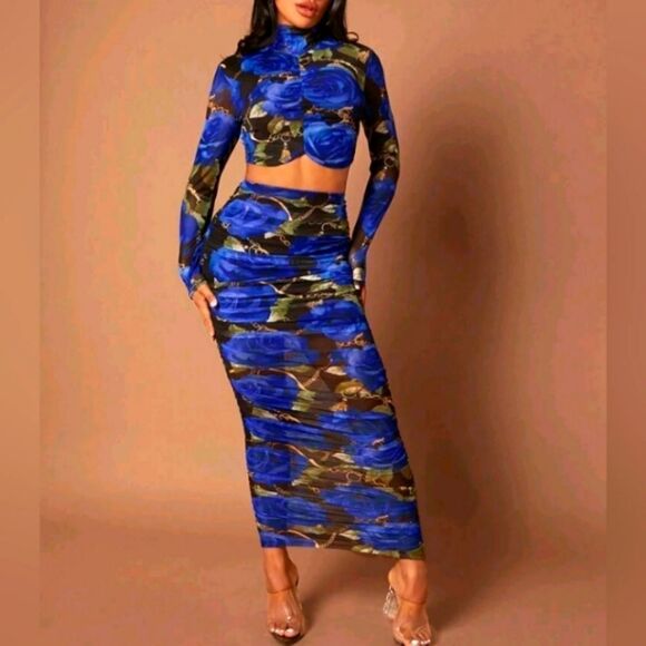 Sexy printed 2pc floral skirt set sz Medium - Picture 5 of 6